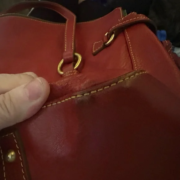 Dooney Bourke Florentine Leather Satchel Handbag Red - Picture 4 of 16